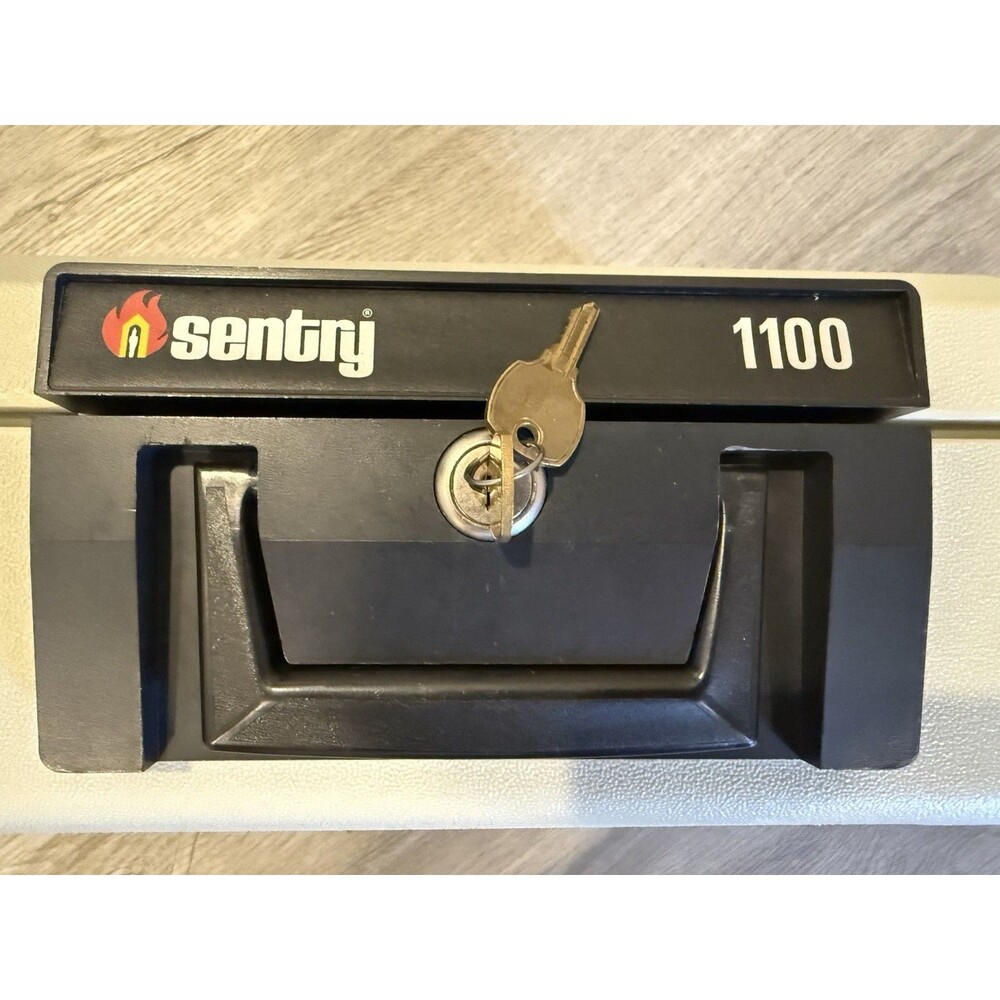 Sentry Safe 1100 Fire Resistant Valuables Security Lock Box Chest w/ 2 Keys